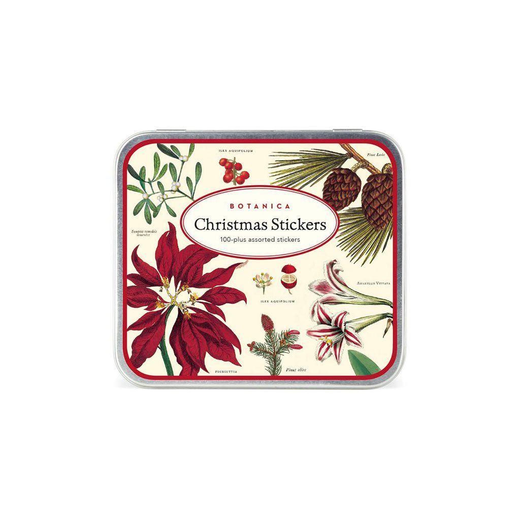 Botanical Christmas Stickers in Tin Boston General Store
