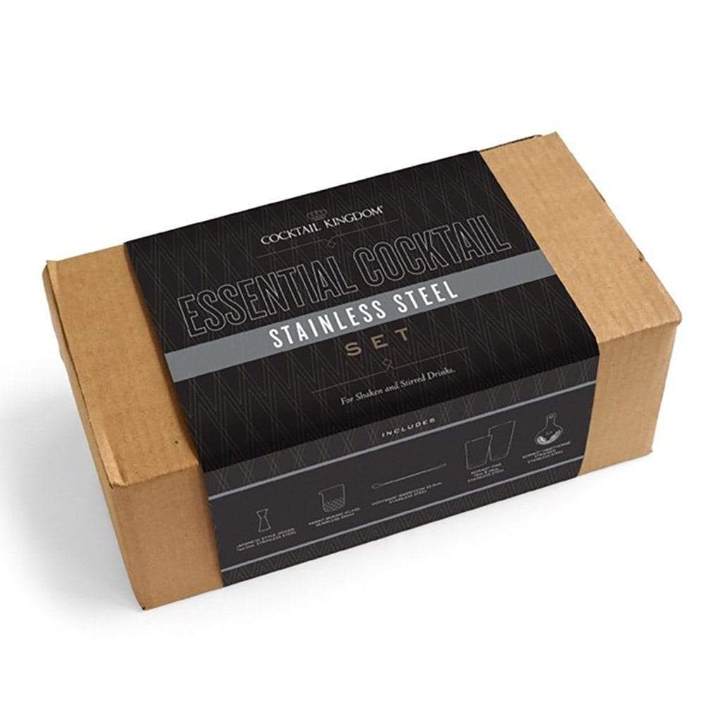 Box of Cocktail Kingdom Essential Stainless Steel Cocktail Set on a white background
