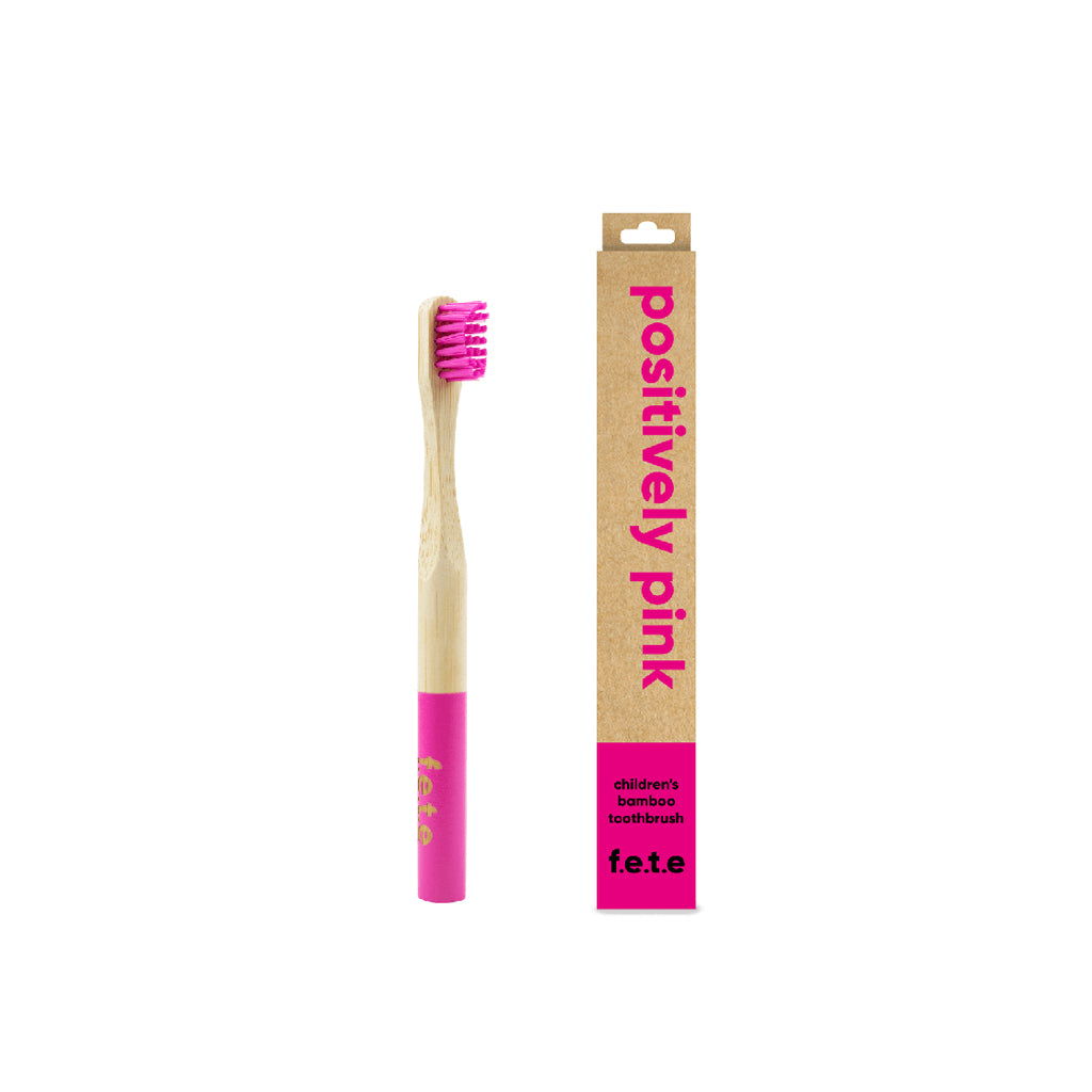 Kid&#39;s Bamboo Toothbrush Positively Pink   at Boston General Store