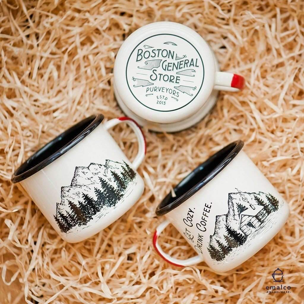 Get Cozy Enamel Mug Boston General Store