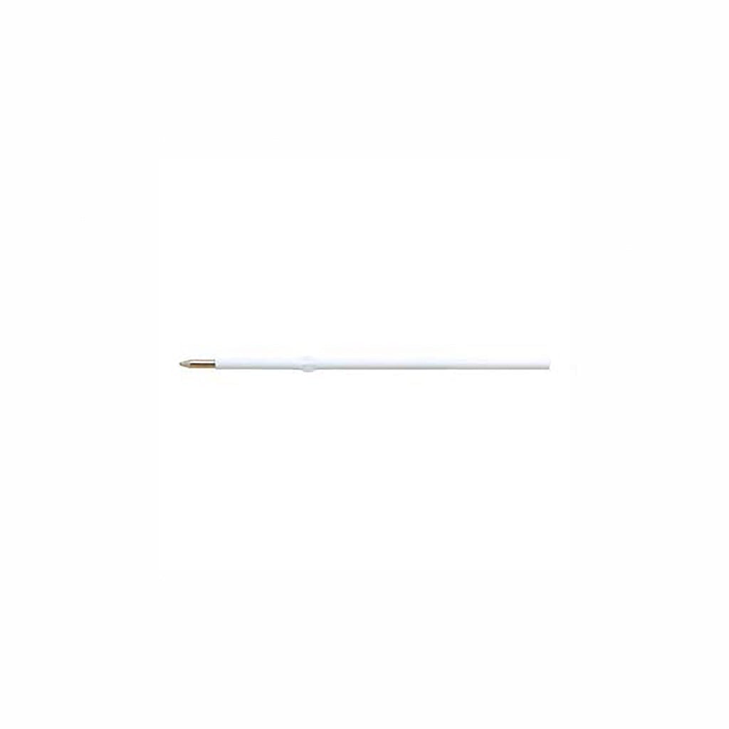 White ballpoint pen refill on white background