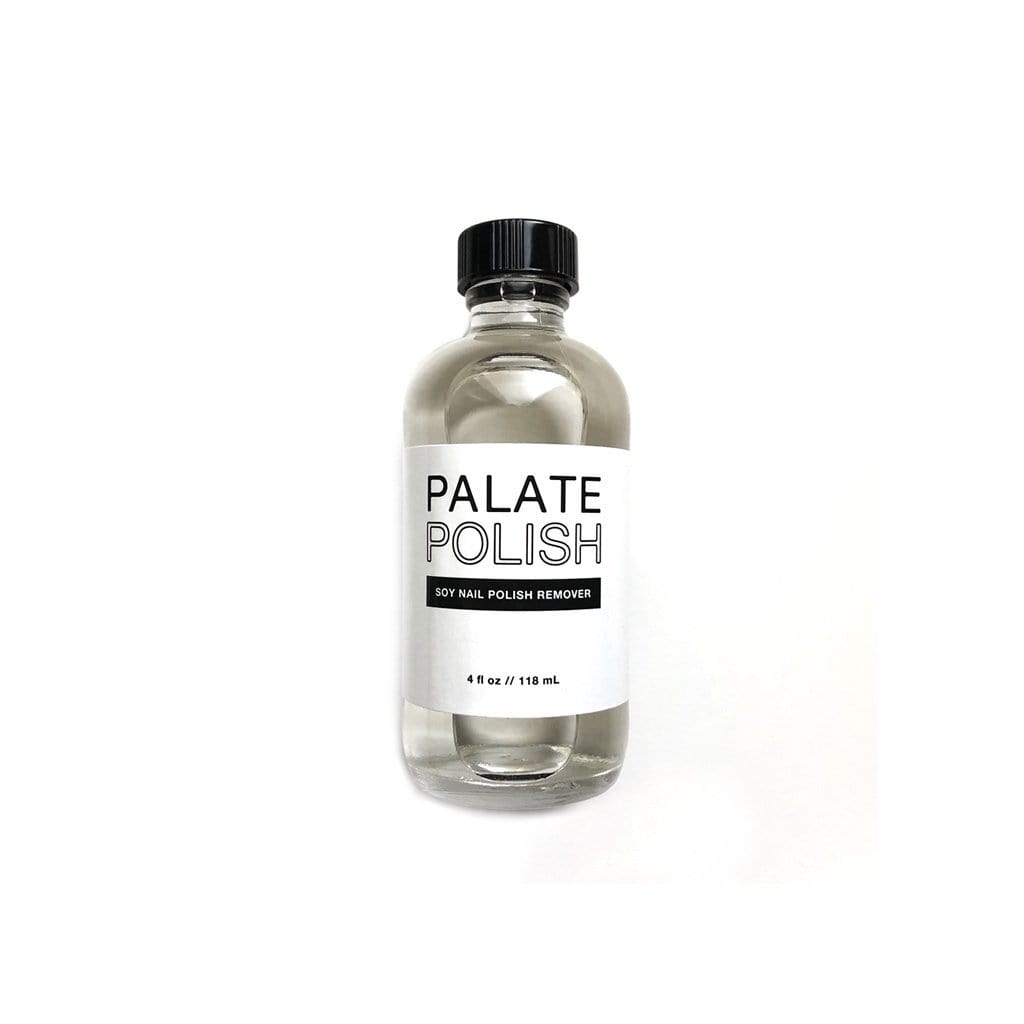Bottle of Soy Nail Polish Remover by Palate Polish on white background