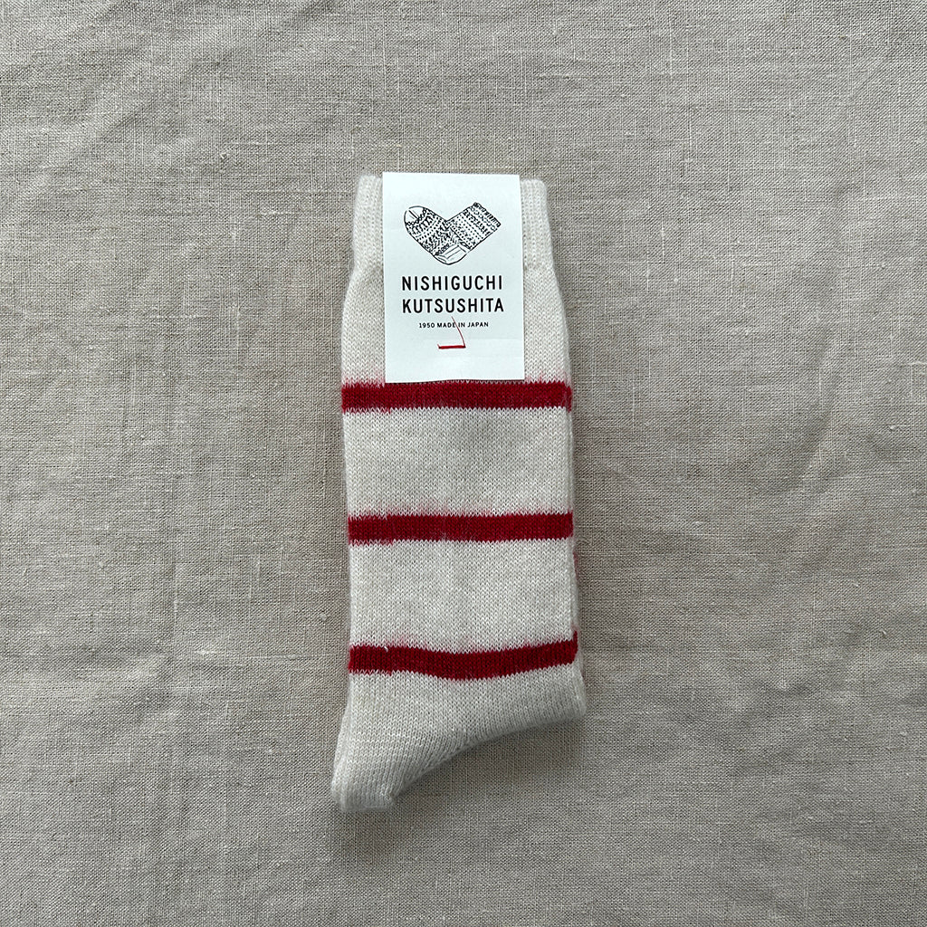 Mohair Wool Border Sock    at Boston General Store