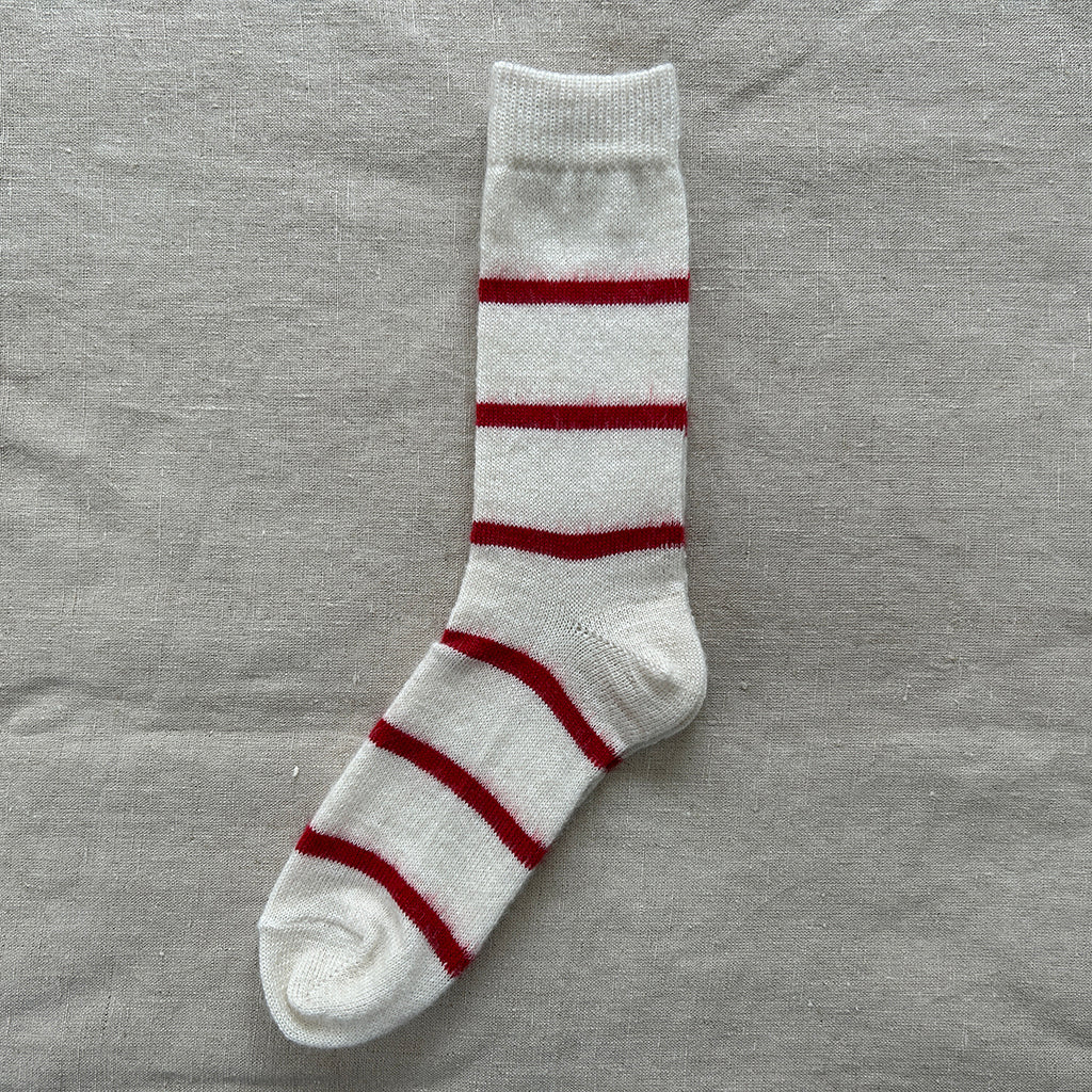 Mohair Wool Border Sock    at Boston General Store