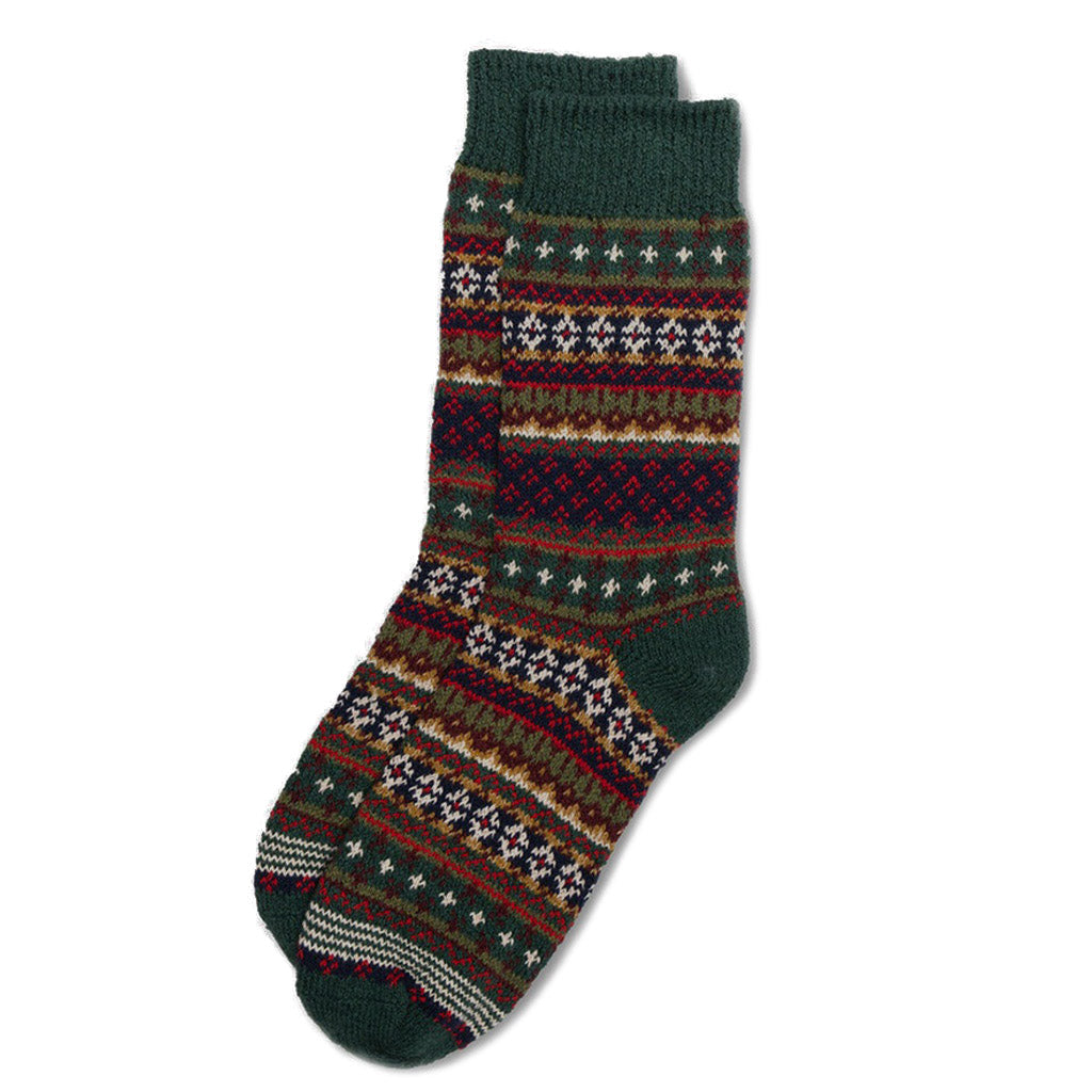 Cotton Fair Isle Socks Mistletoe Large  at Boston General Store