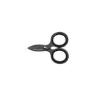 Small black steel scissors on white background 