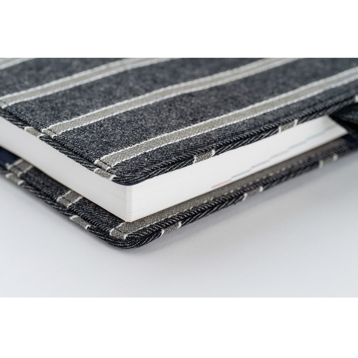 Hobonichi Techo Cover Cousin A5 -  Lined Fabric: Twill (Navy x Gray)    at Boston General Store