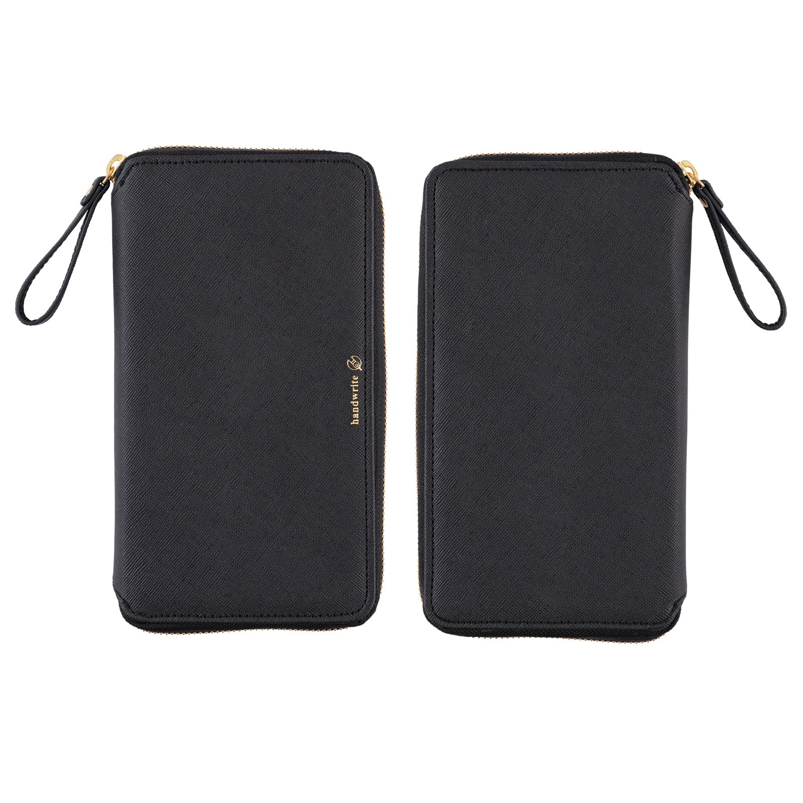 Black zippered fabric case for Hobonichi Techo Weeks on white background