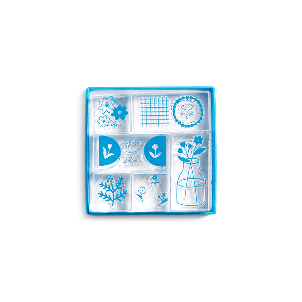 Hitotoki Kori Jirushi Clear Stamp Set, Set of 6 Flower at Boston General Store