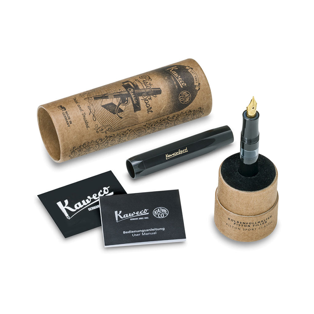 Kaweco Piston Sport Classic Fountain Pen in Black/Gold at Boston General Store