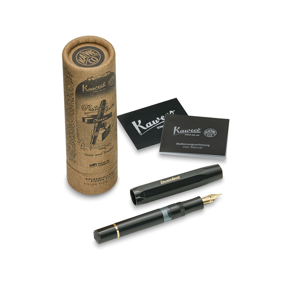 Kaweco Piston Sport Classic Fountain Pen in Black/Gold at Boston General Store