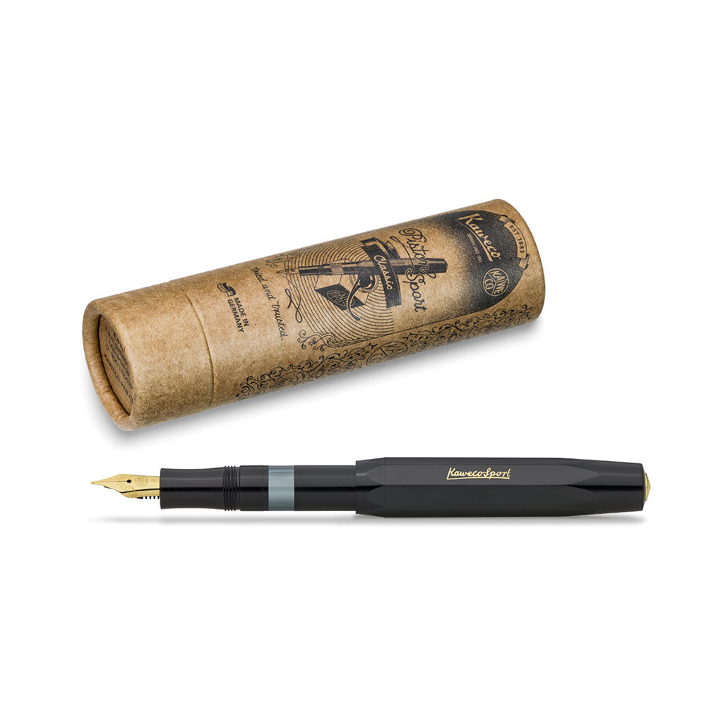 Kaweco Piston Sport Classic Fountain Pen in Black/Gold at Boston General Store