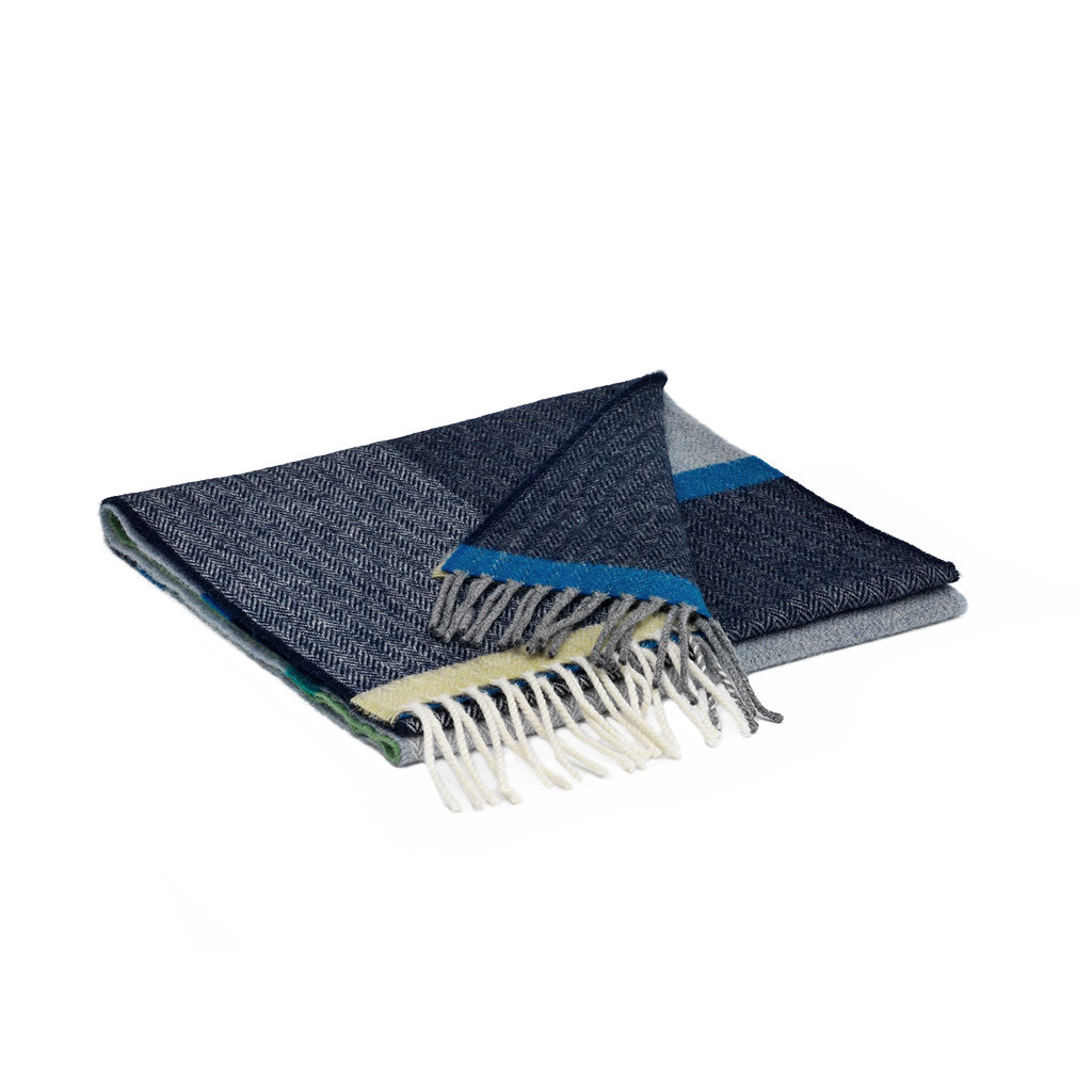 Navy and Smoke Lambswool Scarf    at Boston General Store