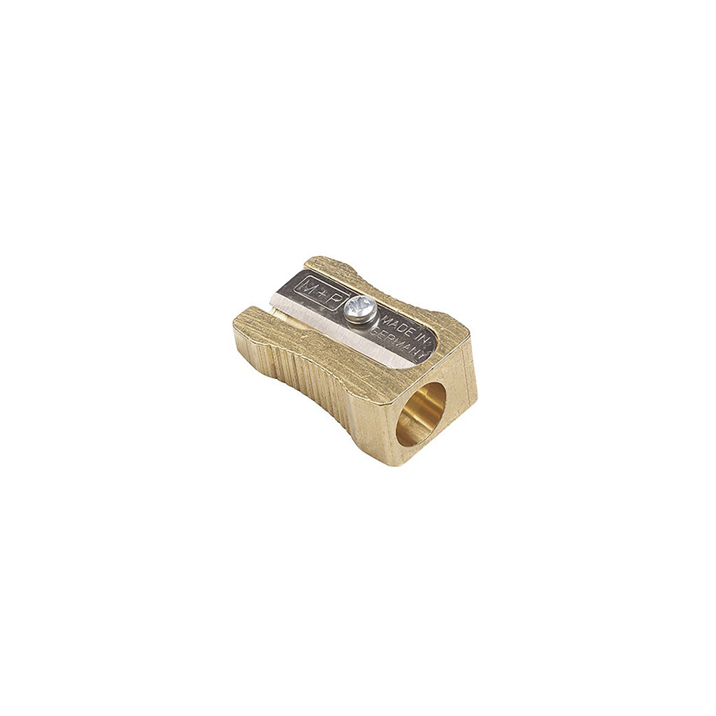 Logos Single Wedge Brass Sharpener - M+R    at Boston General Store