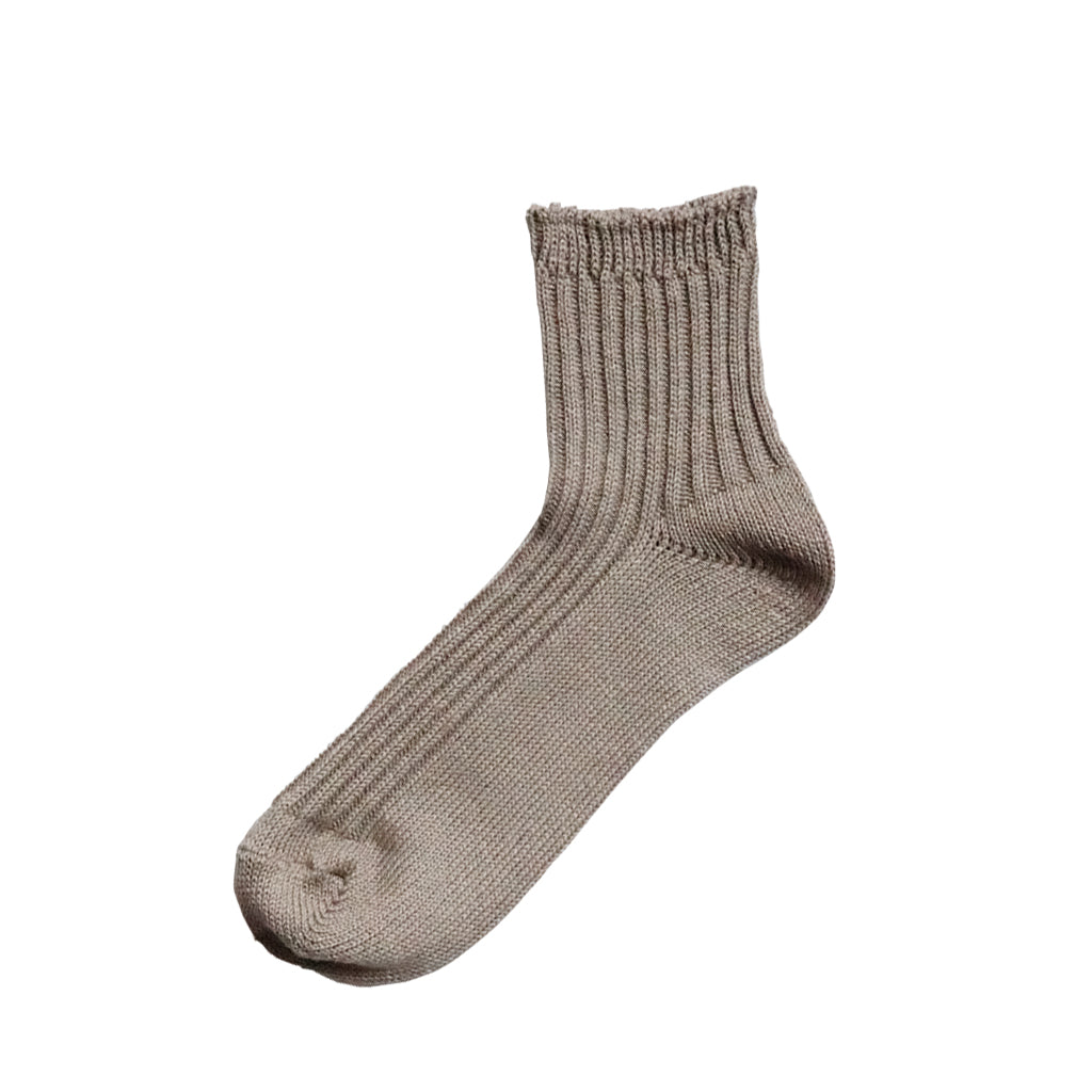 Linen Ribbed Socks Beige Small  at Boston General Store