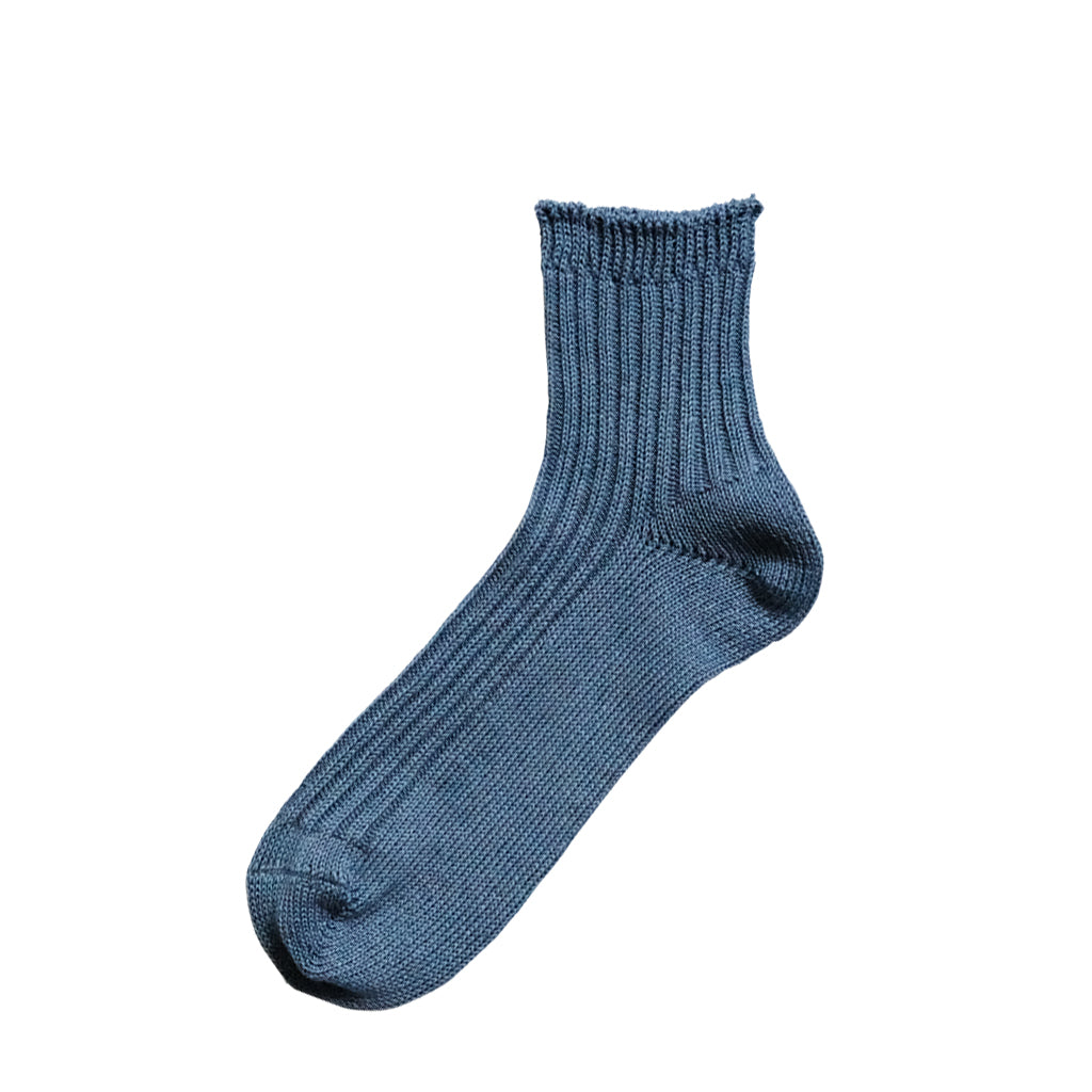 Linen Ribbed Socks Blue Small  at Boston General Store