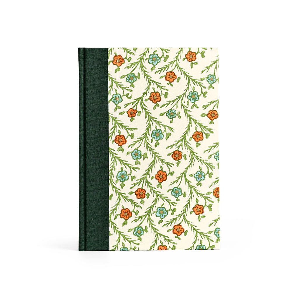 Rossi Canvas Bound Lined Notebook Orange + Blue Flowers at Boston General Store
