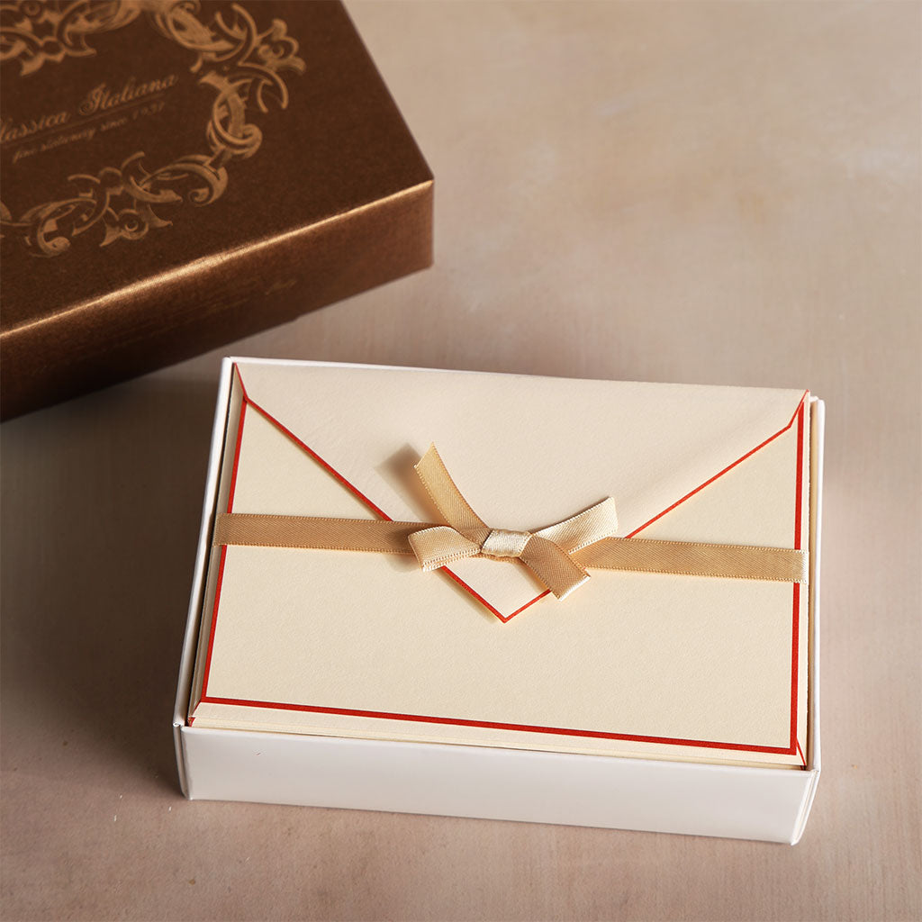 Rossi Classica Italiana Red Stripe Stationery Set, Box of 25 at Boston General Store