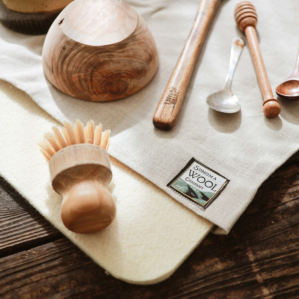 Wool Dish Drying Mat with Linen Sleeve    at Boston General Store