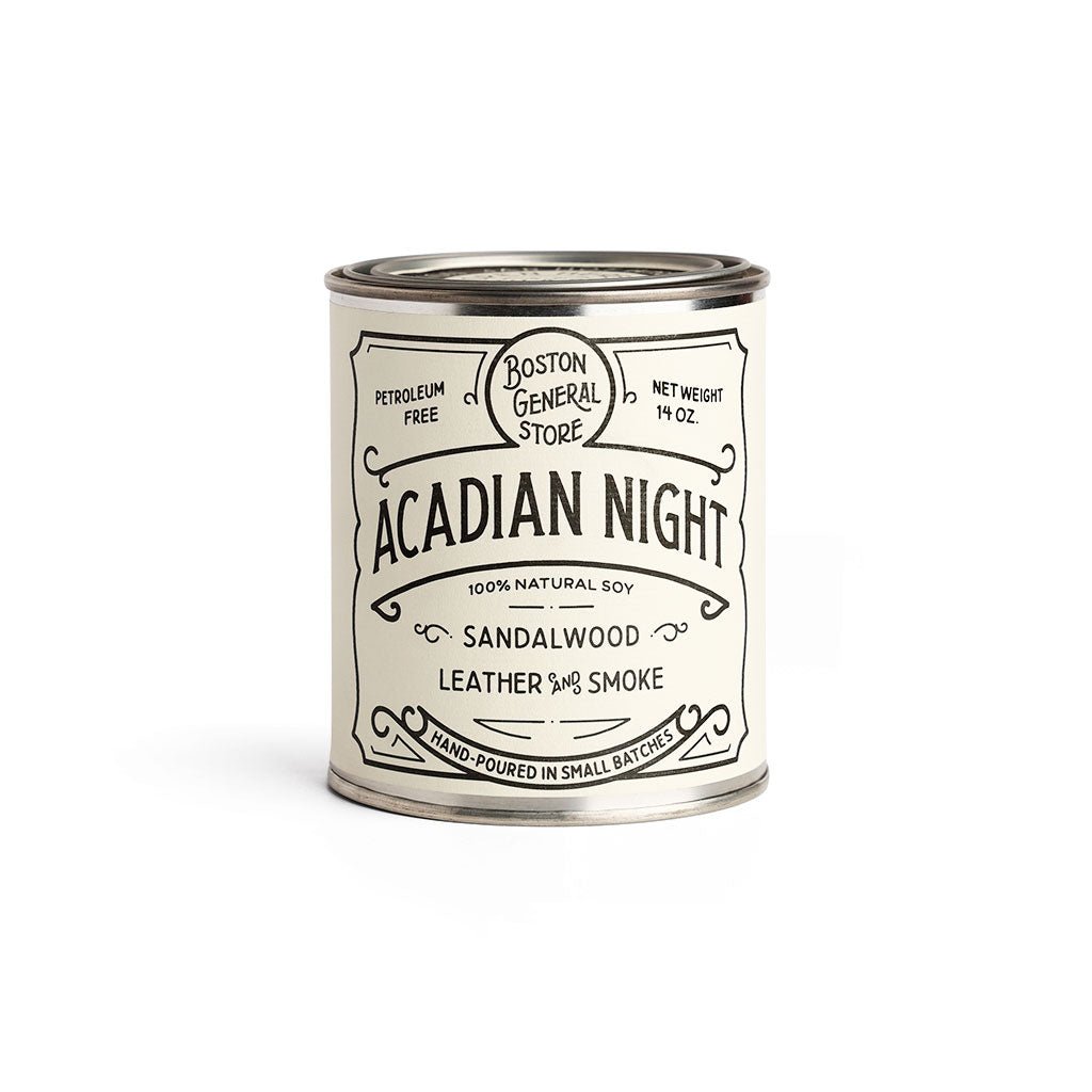 14 oz Acadian Night Soy Candle on white background