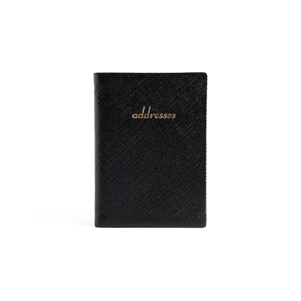 Charing Cross Small Leather Address Book Black   at Boston General Store