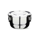 16cm Stainless steel lunch box with lid on a white background