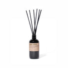Enoki cedar reed diffuser bottle with black reeds on white background
