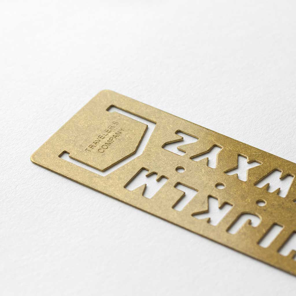 Traveler&#39;s Brass Template Bookmark - Alphabet at Boston General Store