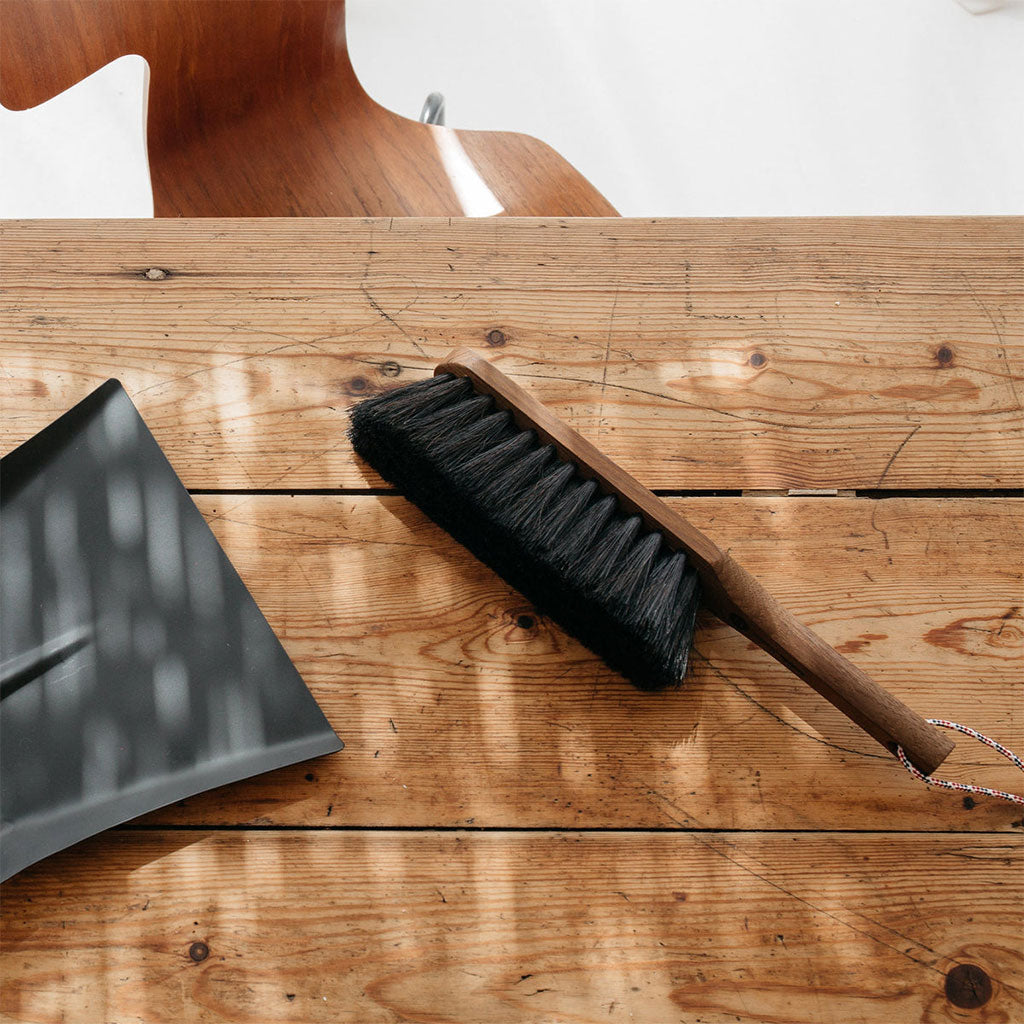 Ash Wood Hand Brush with Black Fibers    at Boston General Store