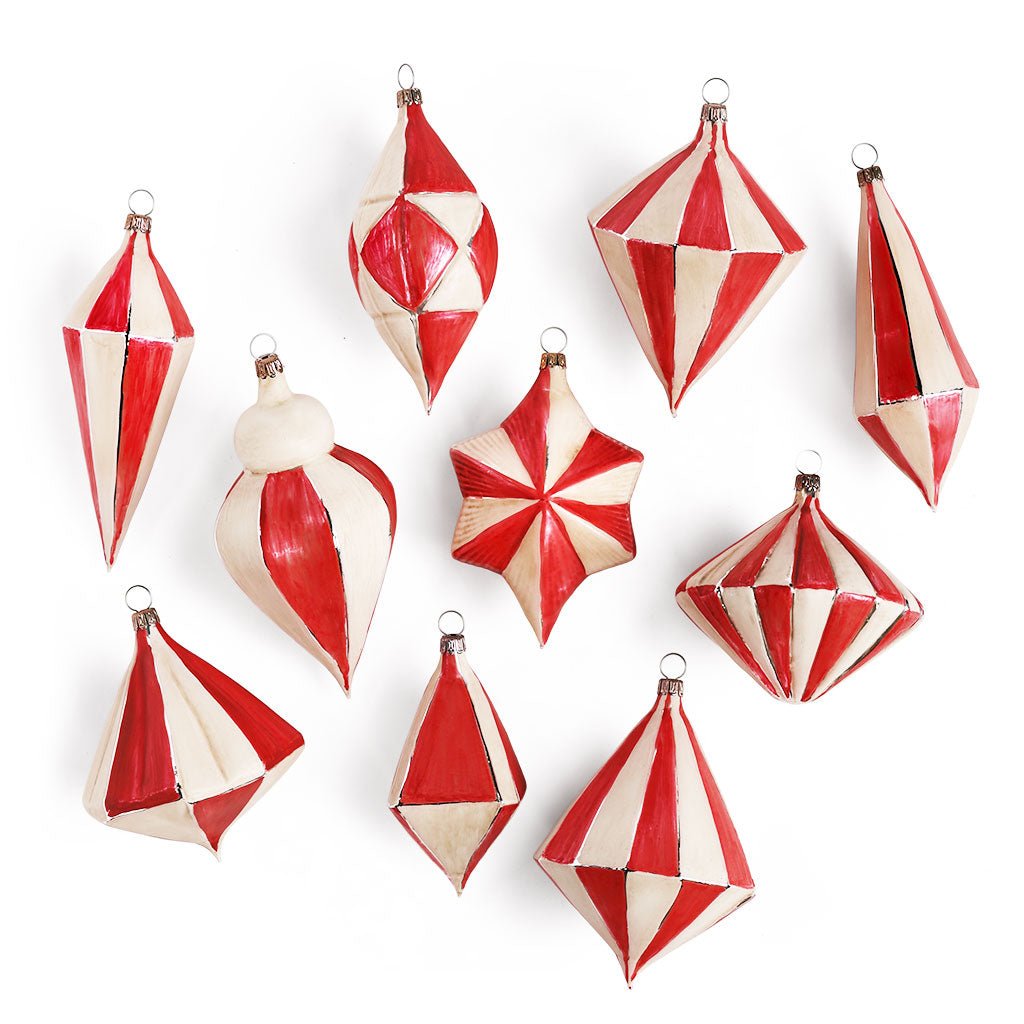 Art Deco Hand - Blown Glass Ornaments, Set of 10 Boston General Store