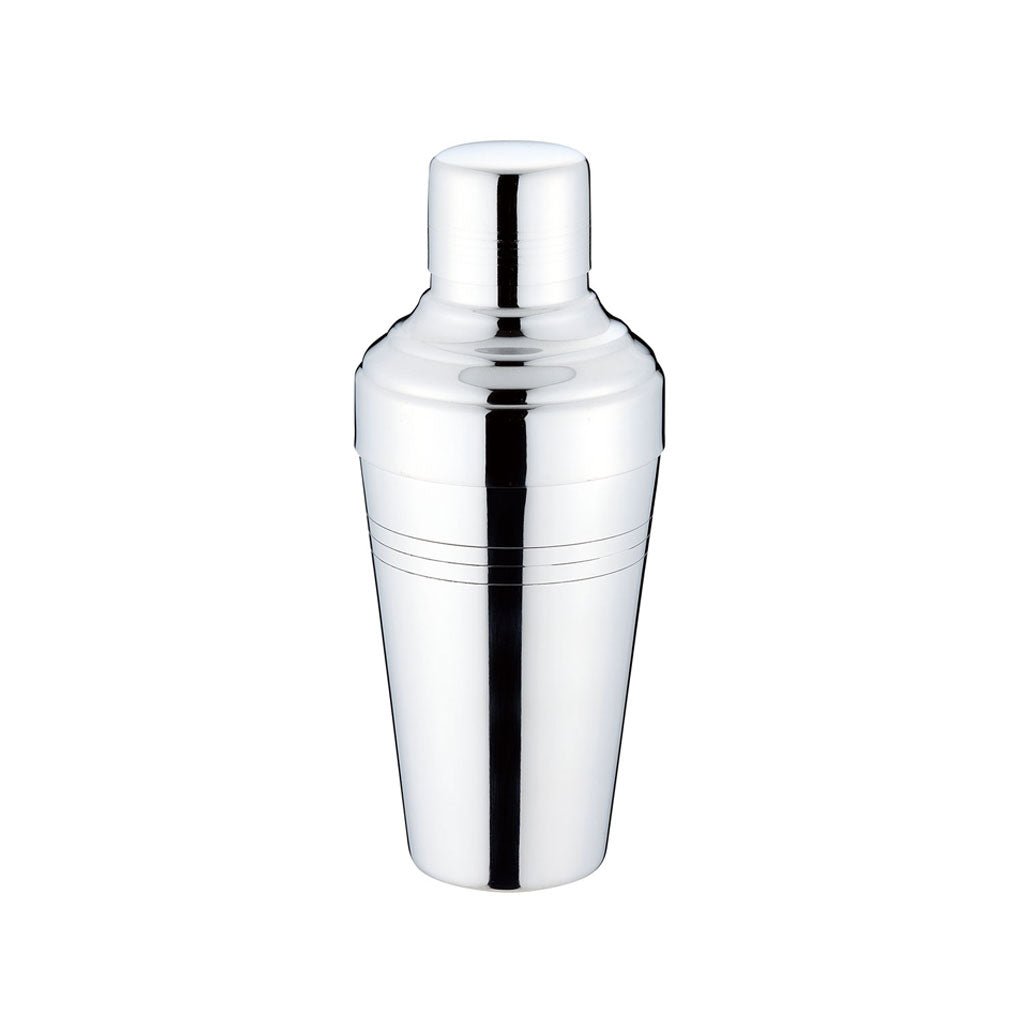 Silver cocktail shaker on a white background
