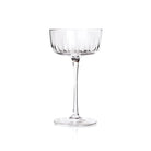 Clear glass coupe on a white background