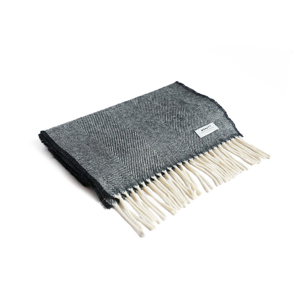 Black Herringbone Merino Lambswool Scarf Boston General Store