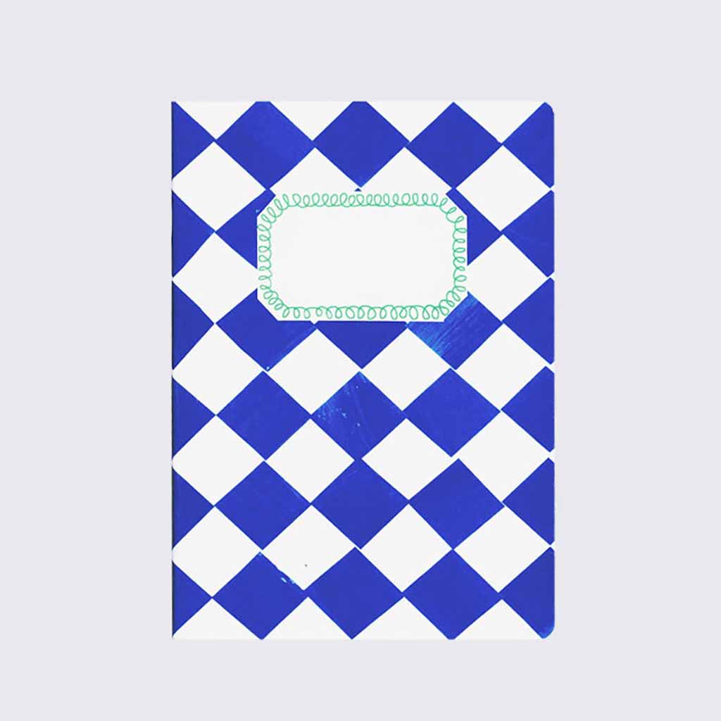A5 Checkered Sketch Notebooks Blue and White Chequered   at Boston General Store