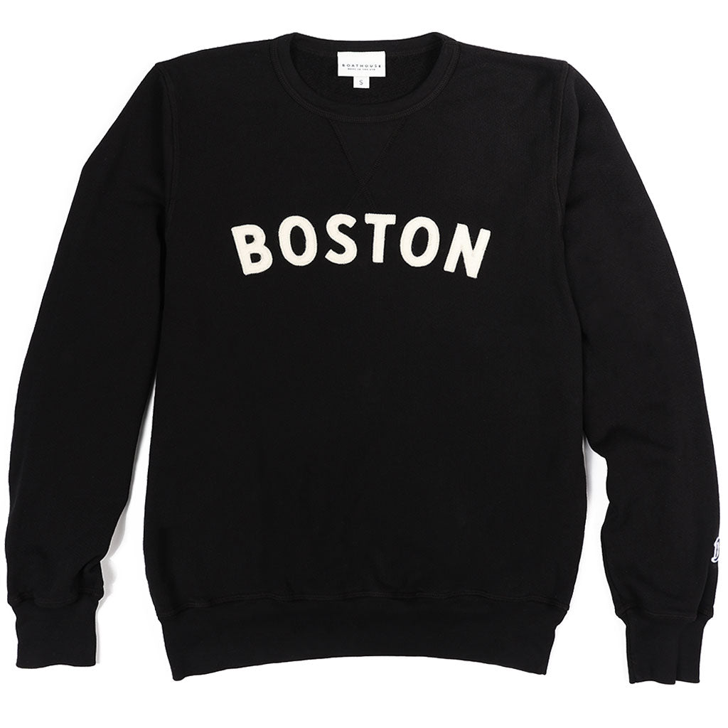 Boston Crewneck Terry Sweatshirt Vintage Black Small at Boston General Store
