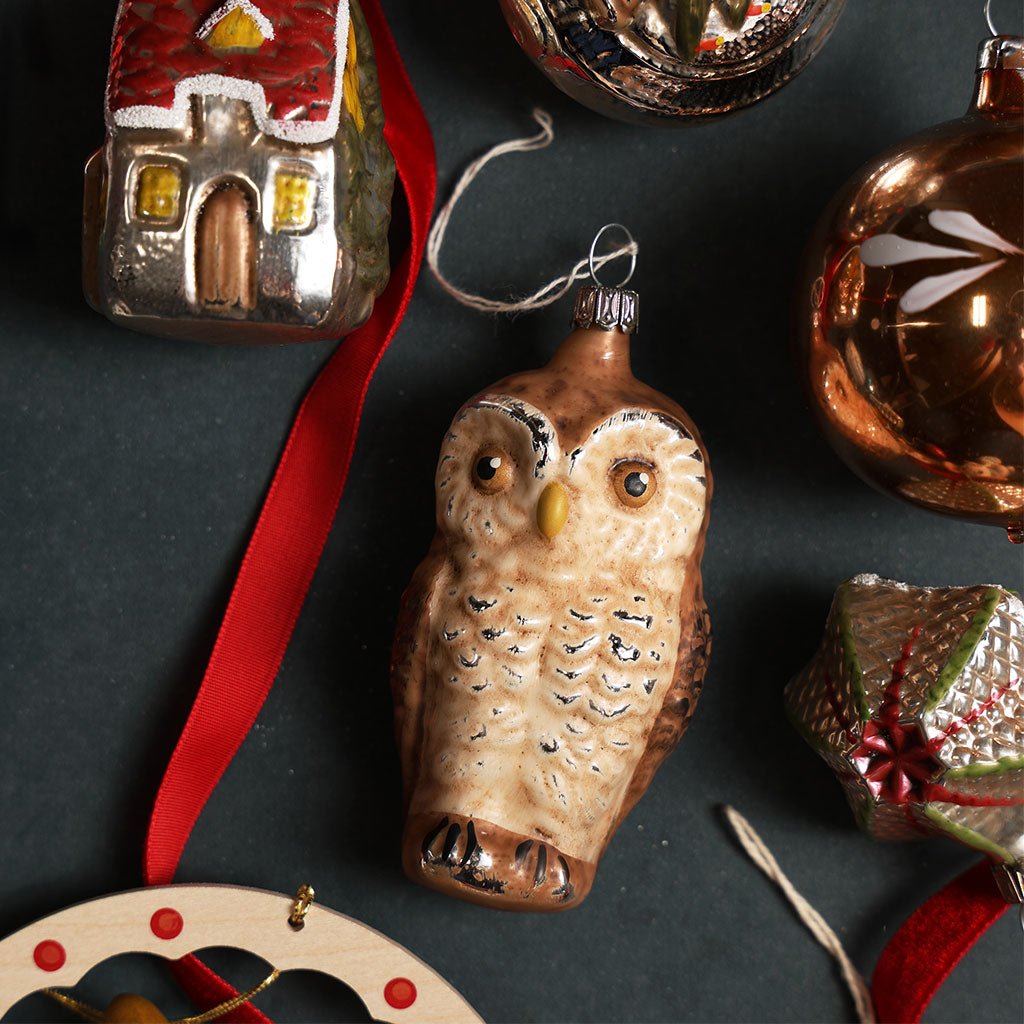 Brown Owl Glass Ornament Boston General Store
