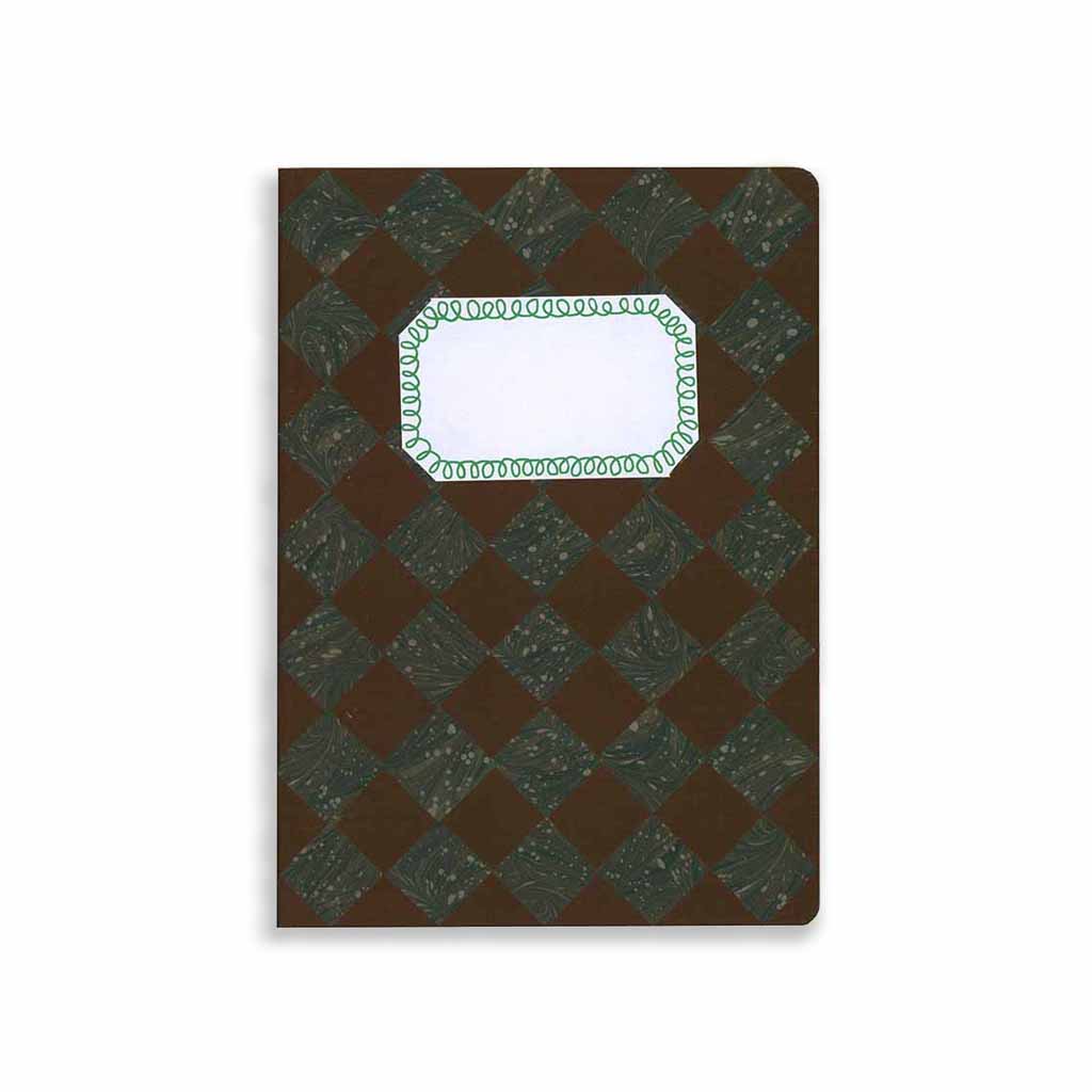 A5 Checkered Sketch Notebooks Brown and Marbled Green   at Boston General Store