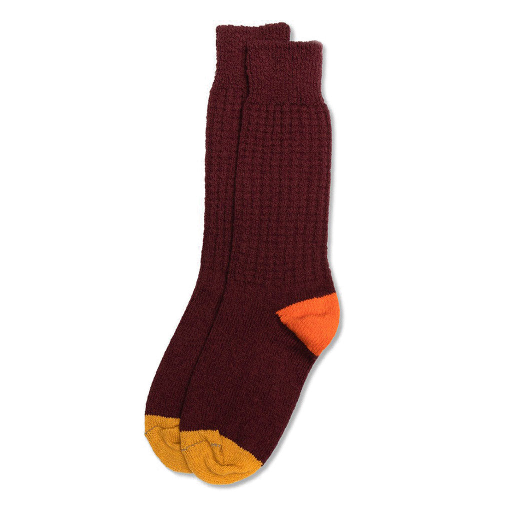 Women&#39;s Cotton Waffle Knit Socks Burgundy   at Boston General Store