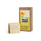 Block of SallyeAnder Calendula Dandelion Essential Soap on white background