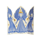 A triptych card unfolded to show angel illustrations.