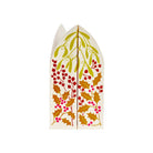 A festive paper greeting card featuring mistletoe, holly leaves, and berries closed on a white background.
