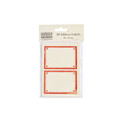 Packaged set of sticky labels with red borders.