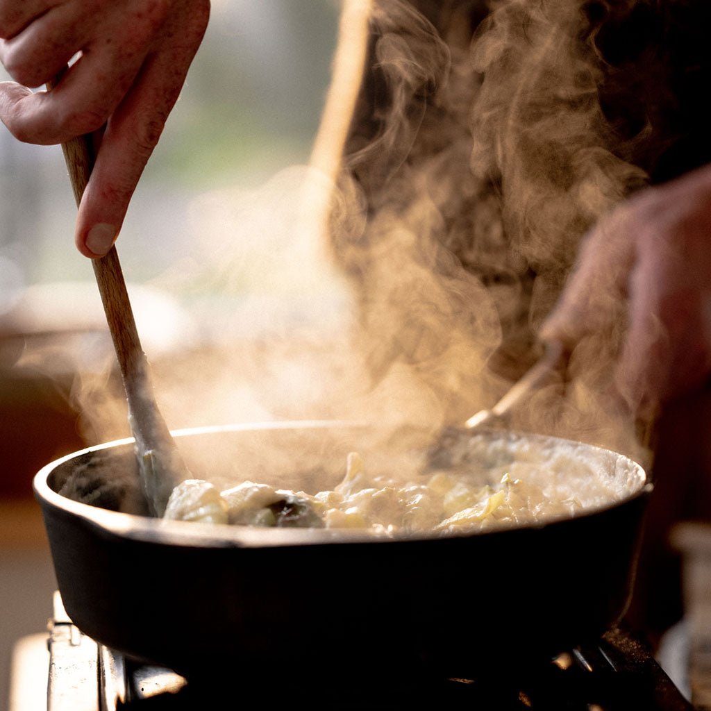 Cast Iron Deep Skillet 9.75&quot; with Walnut Handle Boston General Store
