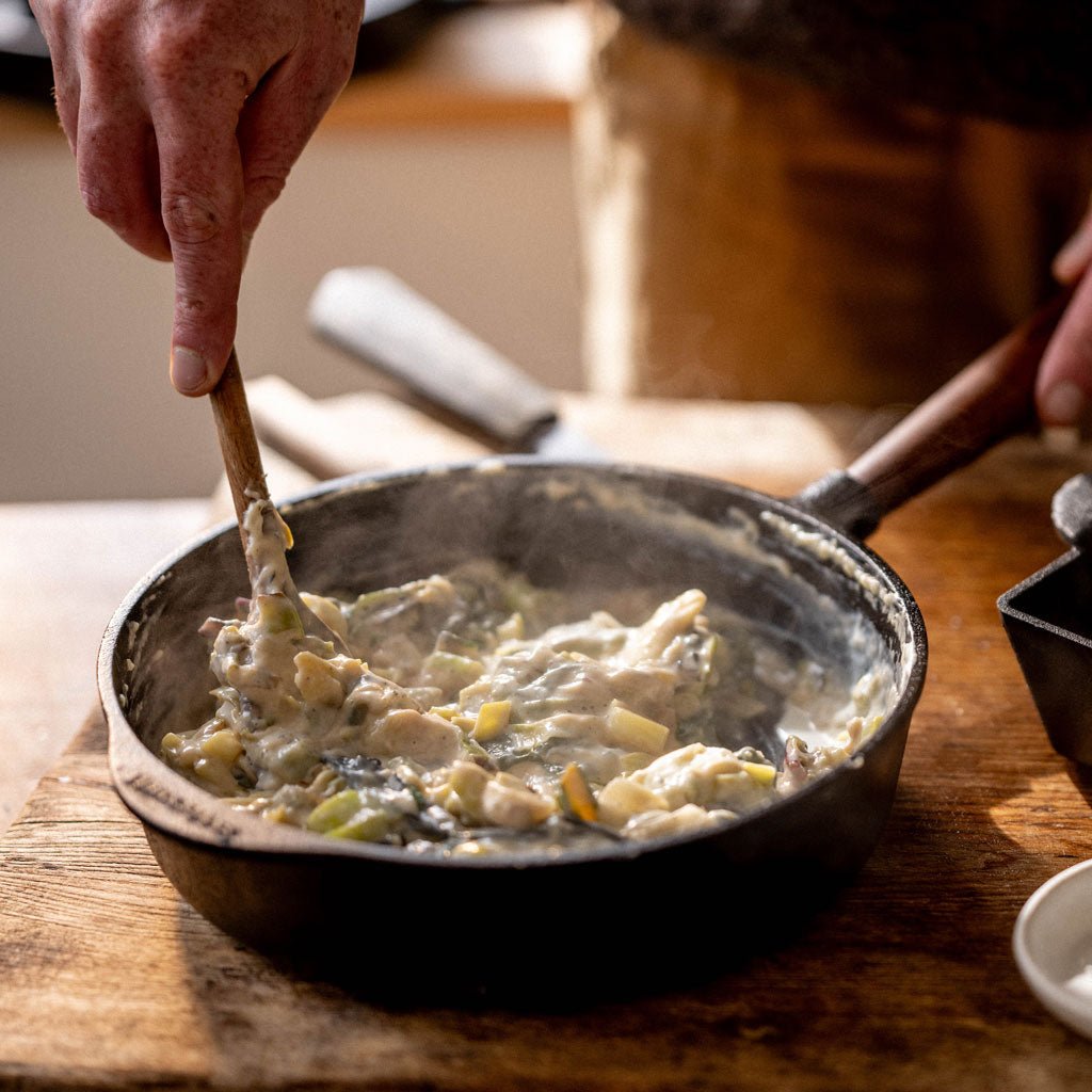 Cast Iron Deep Skillet 9.75&quot; with Walnut Handle Boston General Store