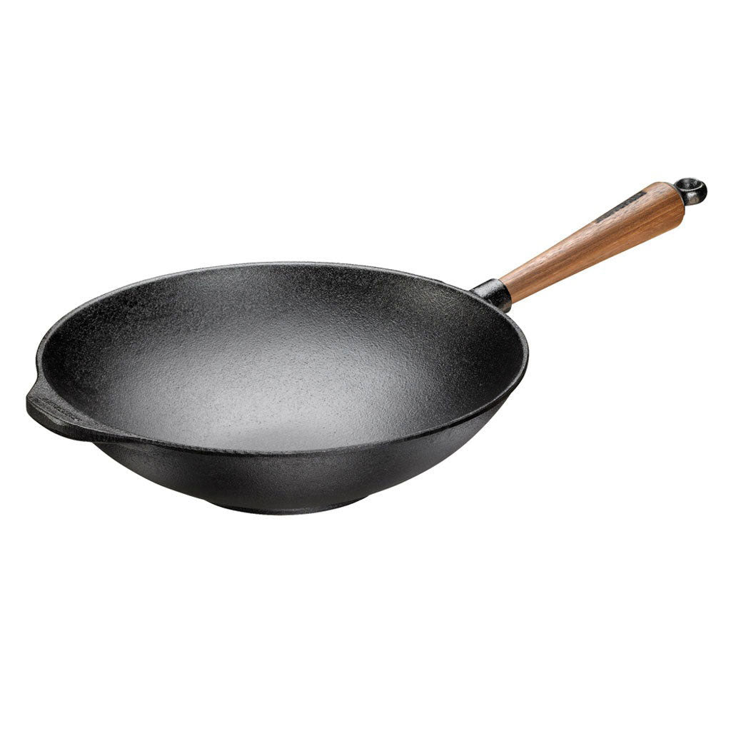Cast Iron Wok 12" with Walnut Handle Boston General Store
