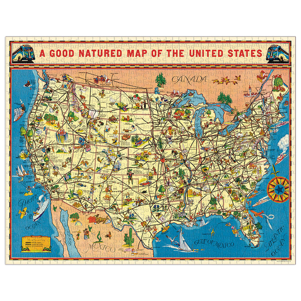 USA Map Vintage-Themed Puzzle    at Boston General Store