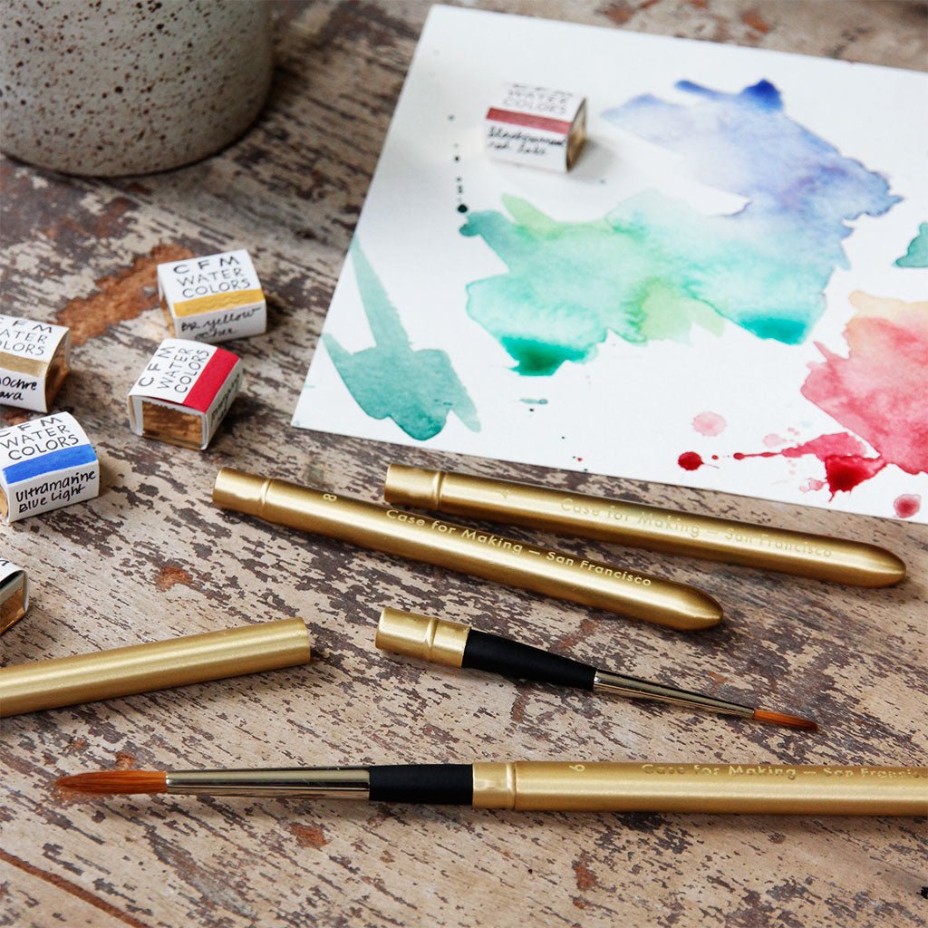 CfM Matte Gold Travel Brush Boston General Store