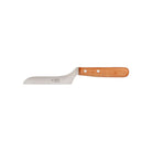 L-shaped cherrywood cheese and salami knife on white background