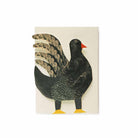 Greeting card of a bird with a red beak on a beige envelope