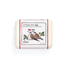 Front of carton of chocolate turtle dove eggs with illustrated label.